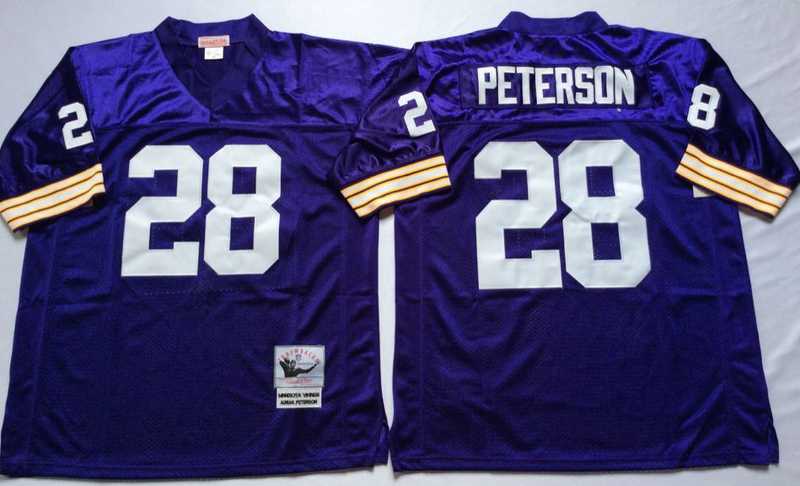 Vikings 28 Adrian Peterson Purple M&N Throwback Jersey